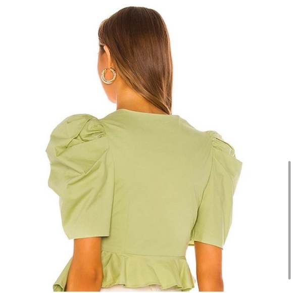 House of Harlow 1960 Revolve Jurie Puff Sleeve Green Blouse M NWT - Picture 9 of 10